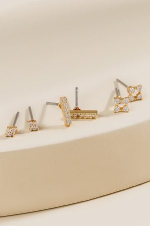 Destiny Pave Shapes Stud Set