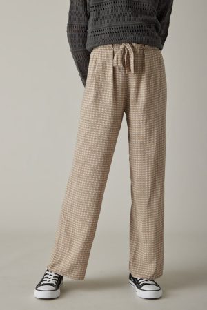 Hello Franki Tie Waist Houndstooth Wide Leg Pant for Girls