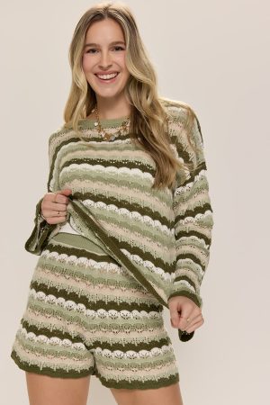 Tracey Striped Chevron Shorts