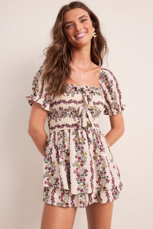Lindsay Smocked Floral Romper