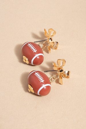 Bow Football Drop Earrings