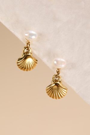Alison Stainless Steel Pearl Drop Earrings