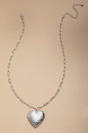 Nina Silver Heart Locket Necklace