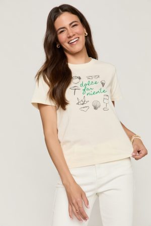 Dolce Far Niente Embroidered Tee