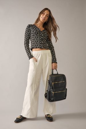 Olivia Double Pocket Culotte Pants White