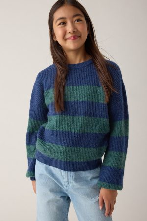Hello Franki Striped Color Block Pullover Sweater for Girls