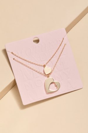 Mom Heart Pendant Necklace Set