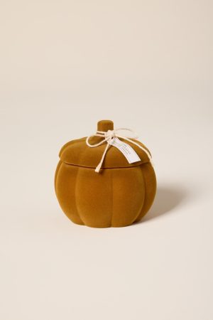 Flocked Pumpkin Scented Candle Jar 13oz