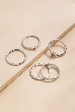 Madeline Mix Style Silver Ring Set