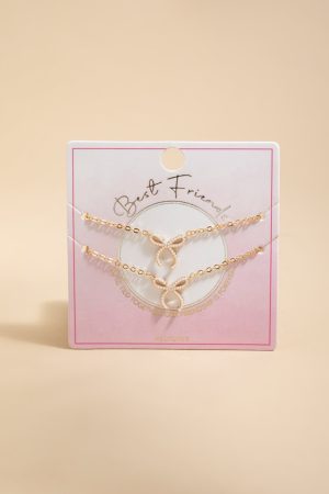 Best Friends Bow Carded Pendant Necklace Set