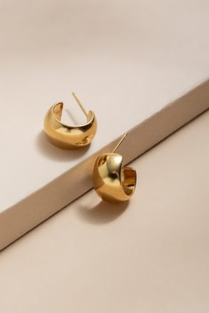 Doris Stainless Steel Puffy Huggie Hoop Earrings