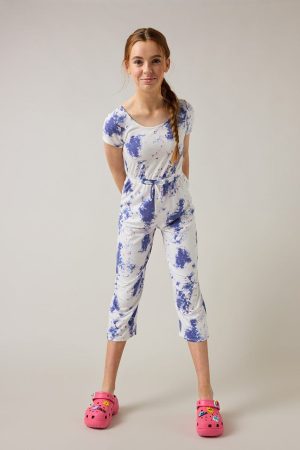 Hello Franki Short Sleeve Tie Dye Jumpsuit for girls