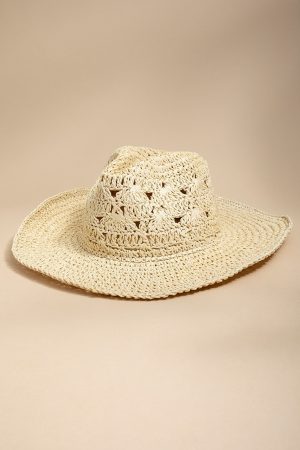 Jenna Crochet Straw Cowboy Hat