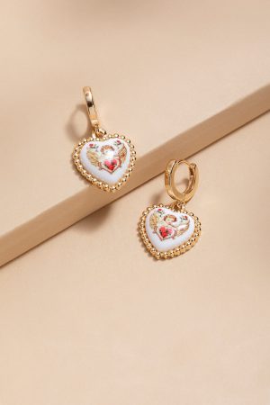 Bonnie Ceramic Cherub Heart Earrings