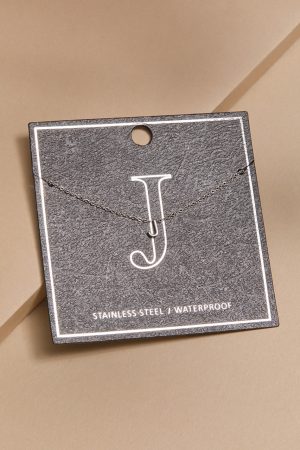 J Stainless Steel Mini Initial Necklace