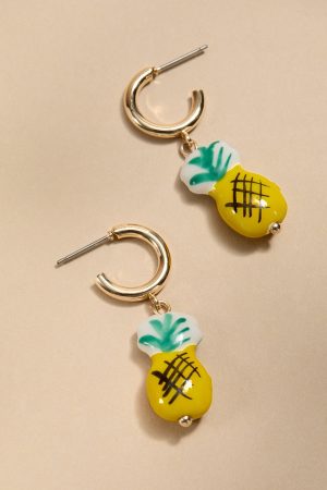 Ellen Pineapple Charm Drop Earrings