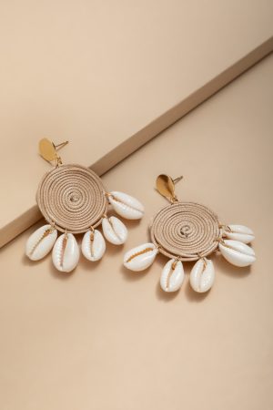 Sally Raffia Shell Drop Earrings