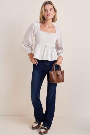 Jackie Long Sleeve Jacquard Blouse
