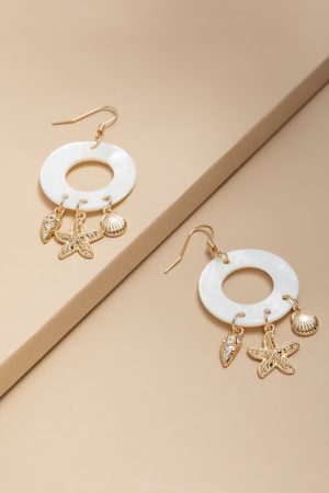 Alice Circle Charm Drop Earrings