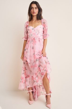 Carrie Corset High-Low Floral Maxi Dress