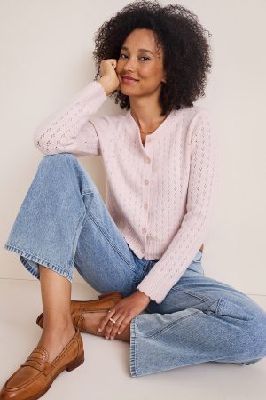 Donna Pointelle Button Down Cardigan