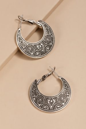 Darcy Embossed Western Hoop Earrings
