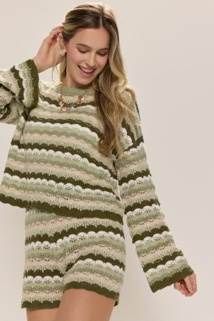Tracey Striped Chevron Sweater