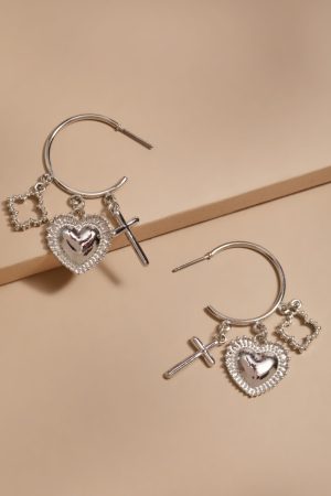 Nancy Shaky Silver Charm Hoop Earrings