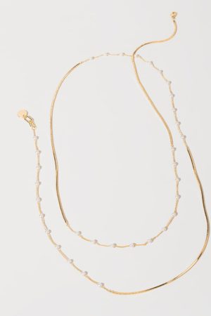 Rebecca Pearl Station Snake Chain Necklace