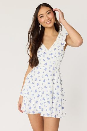 Tina Crochet Trim Floral Mini Dress