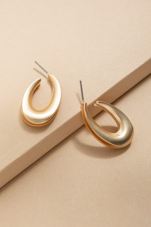 Violet Satin Oval Hoop Earrings