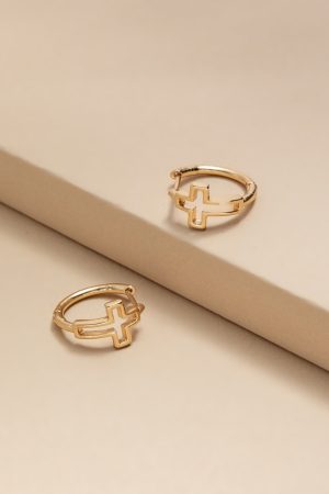Mindy Open Cross Huggie Earrings