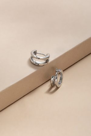 Kim Stainless Steel Micro Double Huggie Hoop Earrings