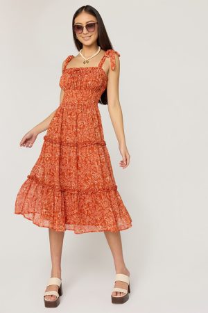 Rene Floral Tiered Midi Dress