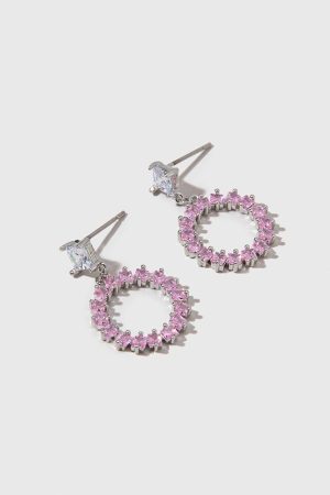 Sally Open Crystal Cluster Circle Drop Earrings