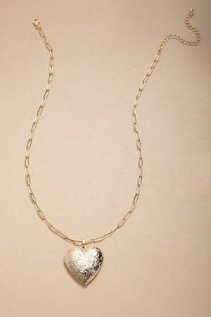 Nina Gold Heart Locket Necklace