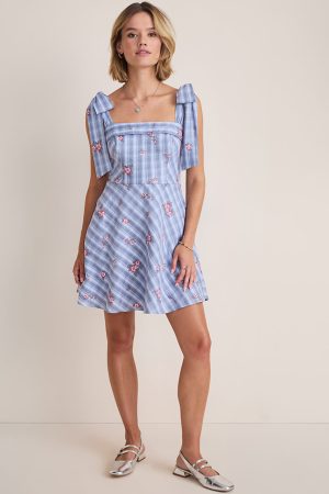 Annie Bow Strap Floral Mini Dress