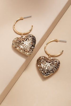 Liza Heart Locket Drop Earrings