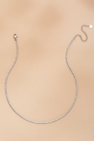 Iris Stainless Steel Silver Tennis Strand Necklace