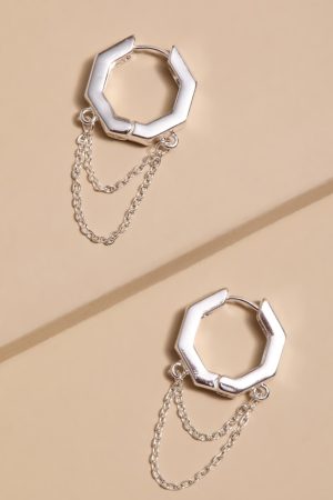 Cheryl Hexagon Huggie Hoop Earrings