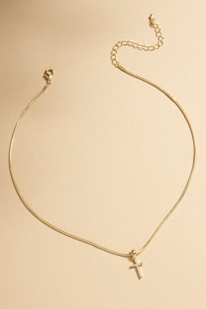 Mabel Snake Chain Cross Pendant Necklace