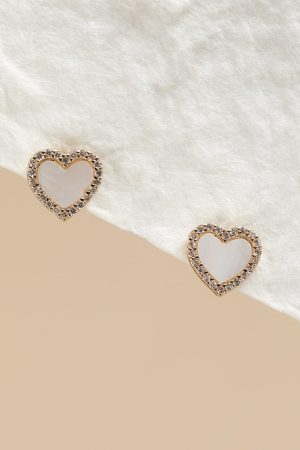 Brenda Heart With Pave Outline Earrings