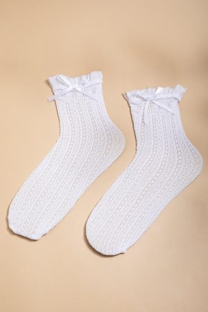 Beth Bow Knit Crew Socks