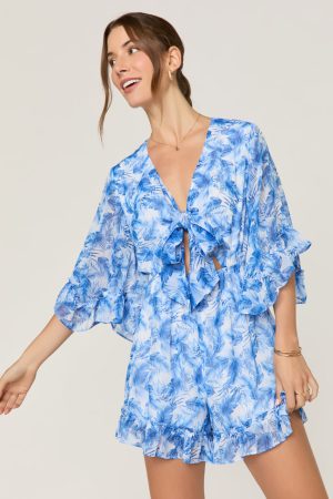 Liz Leaf Print Romper