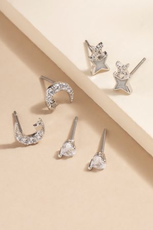 Shannon Moon Stud Earrings Set