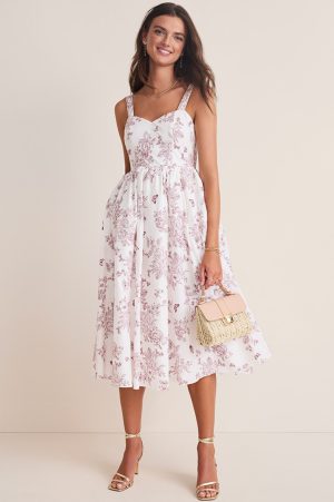 Kim Toile Sweetheart Midi Dress