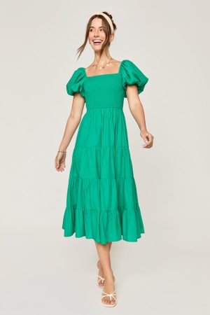 Sherry Puff Sleeve Midi Dress