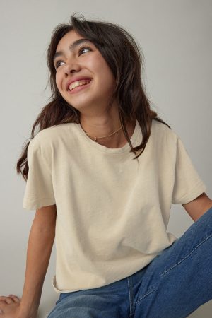 Hello Franki Olivia Cropped Slub T-Shirt for girls Cream