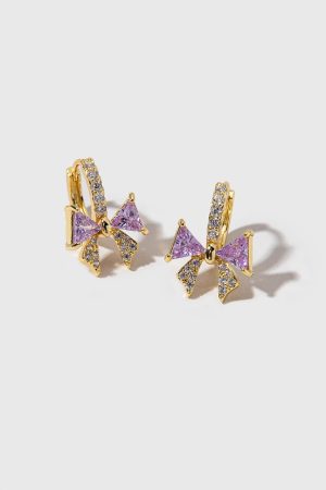 Allissa Crystal Bow Huggie On Charm Earrings