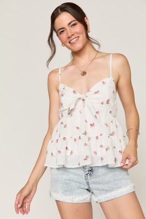 Nina Floral Front Tie Top